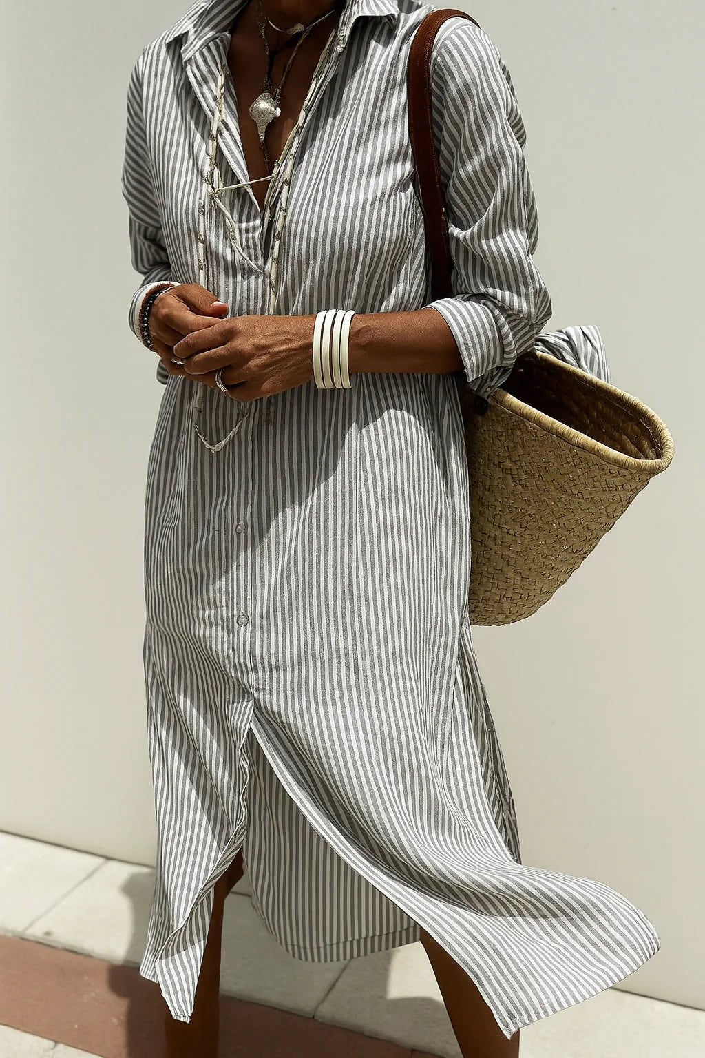 Vintage stijl gestreepte zomerjurk voor dames