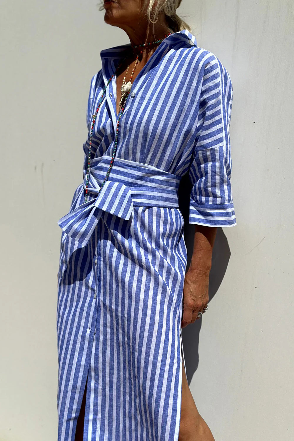 Vintage stijl gestreepte zomerjurk voor dames