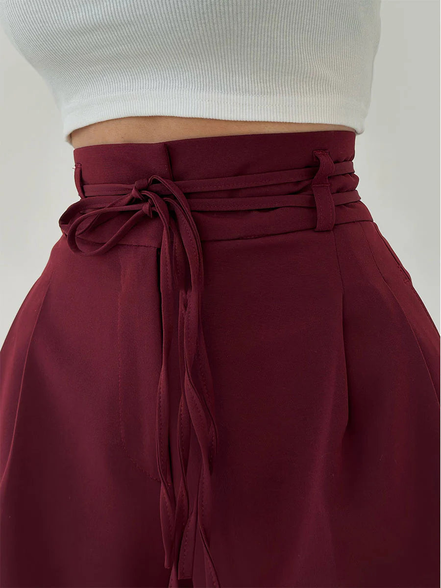 Voorjaarsbroek met hoge taille en wijde pijpen voor dames
