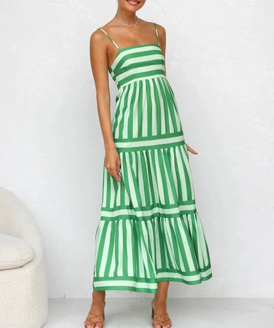 Vrouwen Minimalistische Candy Gestreepte Maxi Zomerjurk